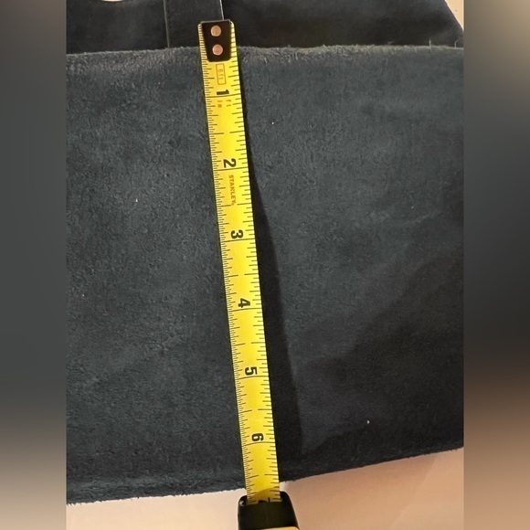 INDIA HICKS Edwina Hobo Slate blue suede soft bag designer retro - Picture 13 of 14